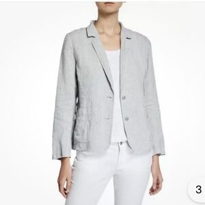 Eileen Fisher Blazer Hemp Organic Cotton Notch Collar Jacket Pinstripe Size L